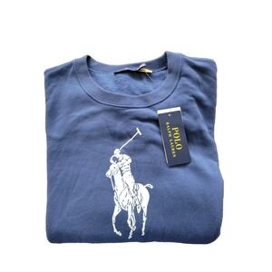 NEW Polo Ralph Lauren Big Pony Fleece BLUE Crewneck Sweatshirt Small